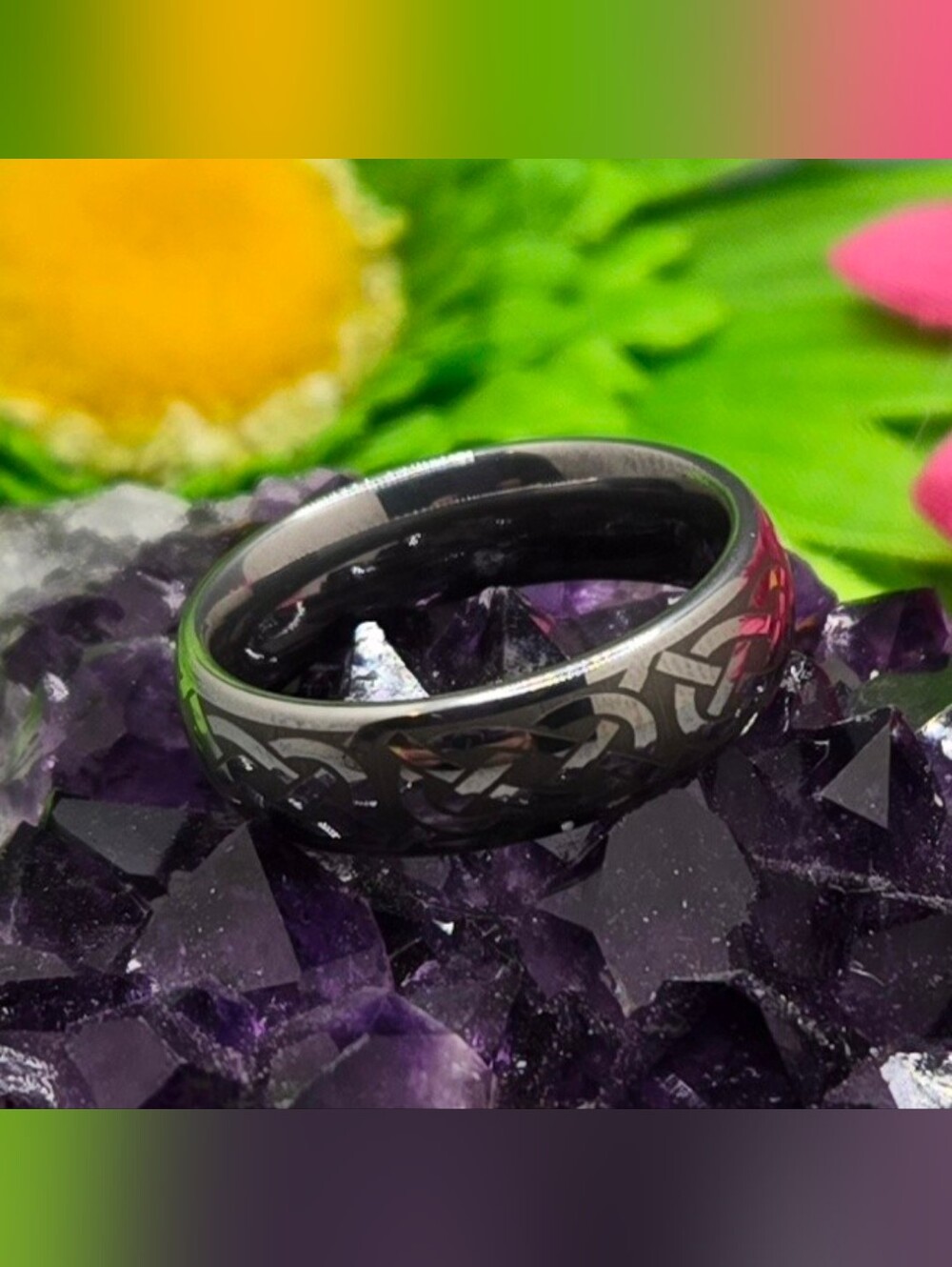 Artcarved Celtic Pattern Tungsten Carbide Ring Silver Tone & Grey Size 7¾